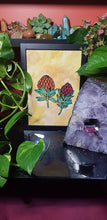 Load image into Gallery viewer, Mini orange &amp; red protea flower Australian floral tattoo inspired artwork
