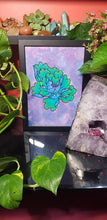Load image into Gallery viewer, Lime &amp; turquoise blooming crysanthemum Australian floral tattoo inspired artwork
