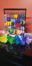 Load image into Gallery viewer, Midnight blue glitter  handmade glitter polymer clay earrings
