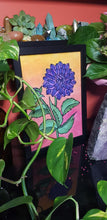 Load image into Gallery viewer, Sunset &amp; purple dahlia flower Australian floral tattoo inspired artwork
