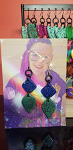 Load image into Gallery viewer, Pretty pesto handmade glitter polymer clay earrings
