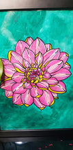 Load image into Gallery viewer, Magenta dahlia flower Australian floral tattoo inspired artwork
