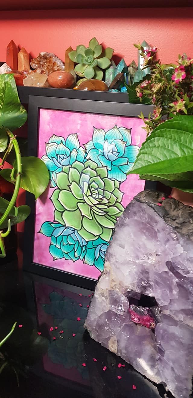 Succulent flower Australian floral tattoo inspired artwork