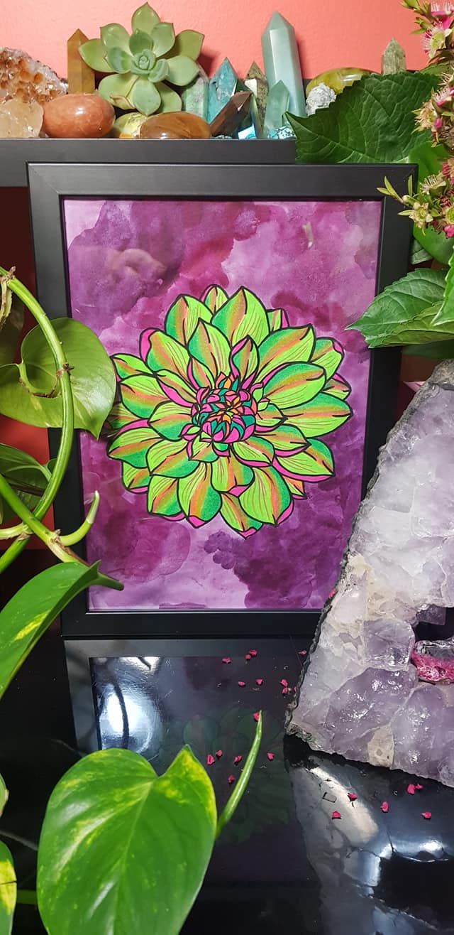 Lime succulent flower Australian floral tattoo inspired artwork