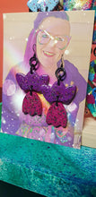 Load image into Gallery viewer, Tulips glitter handmade earrings polymer clay
