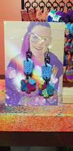 Load image into Gallery viewer, Blue daisy glitter handmade earrings polymer clay
