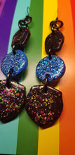 Load image into Gallery viewer, Blue moon glitter handmade earrings polymer clay
