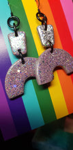 Load image into Gallery viewer, SALE $10!!!! Silver glam glitter handmade earrings polymer clay
