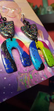 Load image into Gallery viewer, Oriental night glitter handmade earrings polymer clay
