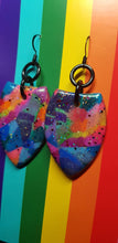 Load image into Gallery viewer, Shimmering rainbow glitter handmade earrings polymer clay
