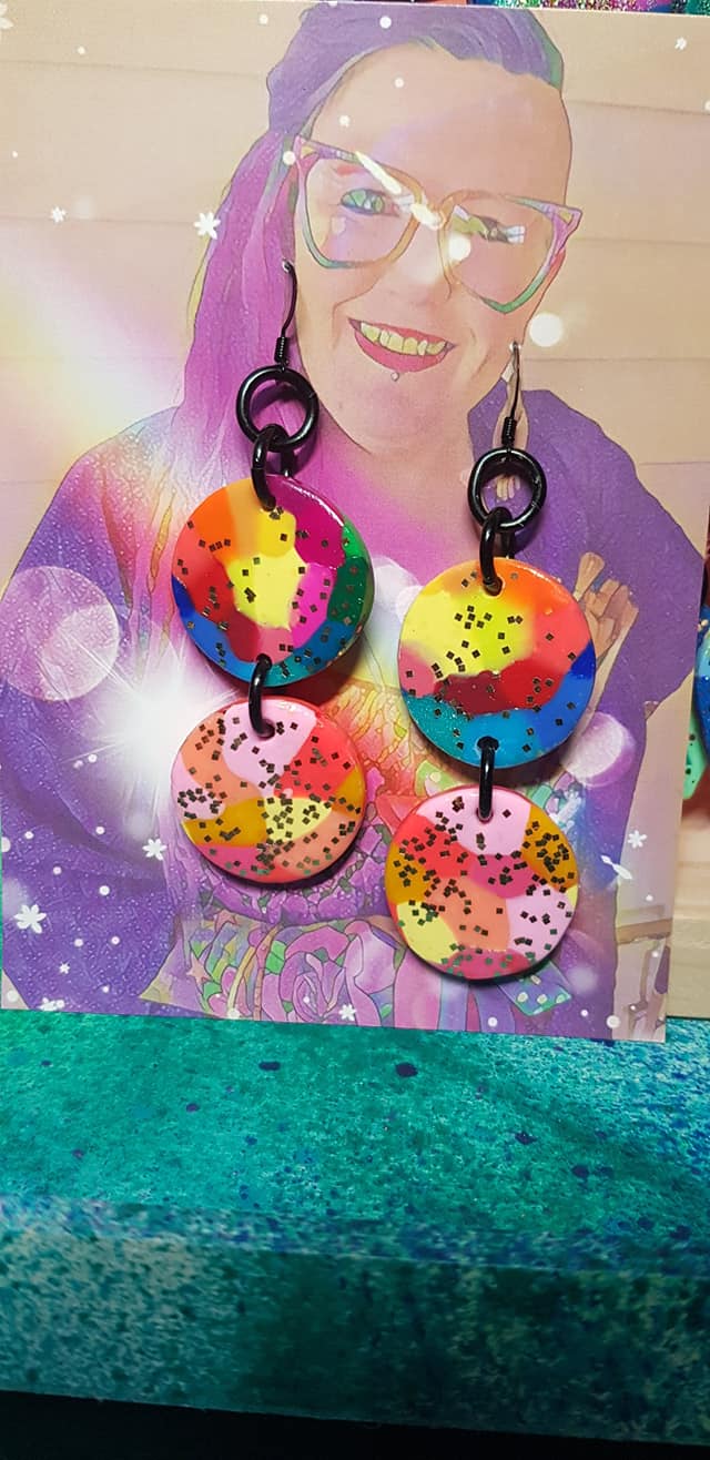 Sweet candy pops glitter handmade earrings polymer clay