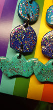Load image into Gallery viewer, Blue sky &amp; tulips glitter handmade earrings polymer clay
