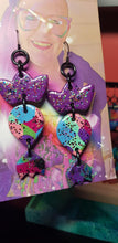 Load image into Gallery viewer, Monet&#39;s garden glitter handmade earrings polymer clay
