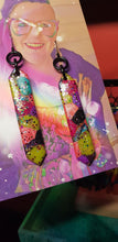 Load image into Gallery viewer, Raspberry rush glitter handmade earrings polymer clay
