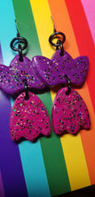 Load image into Gallery viewer, Tulips glitter handmade earrings polymer clay
