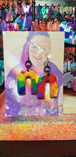Load image into Gallery viewer, Large rainbow glitter handmade earrings polymer clay
