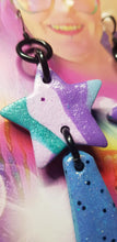 Load image into Gallery viewer, SALE $10!!!  Twinkle little star glitter handmade earrings polymer clay
