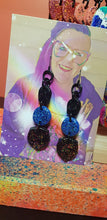 Load image into Gallery viewer, Blue moon glitter handmade earrings polymer clay
