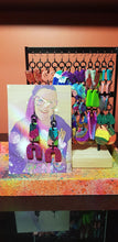 Load image into Gallery viewer, Fuchsia flock rainbow glitter handmade earrings polymer clay
