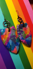Load image into Gallery viewer, Shimmering rainbow glitter handmade earrings polymer clay
