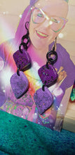 Load image into Gallery viewer, Dusty violet glitter handmade earrings polymer clay
