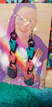 Load image into Gallery viewer, Turkish delight glitter handmade earrings polymer clay
