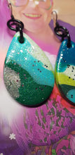 Load image into Gallery viewer, Luck of the Irish glitter handmade earrings polymer clay
