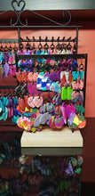 Load image into Gallery viewer, SALE $10!!!! Fuzzy peach glitter handmade earrings polymer clay
