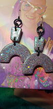 Load image into Gallery viewer, SALE $10!!!! Silver glam glitter handmade earrings polymer clay
