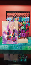 Load image into Gallery viewer, Marbled magic glitter handmade earrings polymer clay
