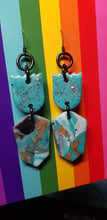 Load image into Gallery viewer, Ocean dreams glitter handmade earrings polymer clay

