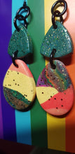 Load image into Gallery viewer, SALE $10!!!!  Forest green glitter handmade earrings polymer clay

