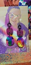 Load image into Gallery viewer, Pink party glitter handmade earrings polymer clay
