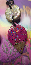 Load image into Gallery viewer, SALE $10!!!!  Gold raindrops glitter handmade earrings polymer clay
