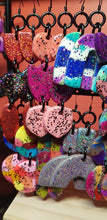 Load image into Gallery viewer, SALE $10!!!! Silver glam glitter handmade earrings polymer clay
