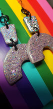 Load image into Gallery viewer, SALE $10!!!! Silver glam glitter handmade earrings polymer clay
