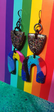 Load image into Gallery viewer, Oriental night glitter handmade earrings polymer clay
