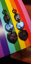 Load image into Gallery viewer, Blue moon glitter handmade earrings polymer clay
