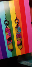 Load image into Gallery viewer, Raspberry rush glitter handmade earrings polymer clay
