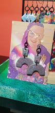 Load image into Gallery viewer, SALE $10!!!! Silver glam glitter handmade earrings polymer clay
