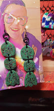 Load image into Gallery viewer, Sage flowers glitter handmade earrings polymer clay
