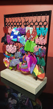 Load image into Gallery viewer, Toffee apples &amp; rainbow glitter handmade earrings polymer clay
