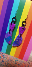 Load image into Gallery viewer, Crescent moon glitter handmade earrings polymer clay
