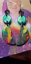 Load image into Gallery viewer, SALE $10!!!!  Earth magic rainbow glitter handmade earrings polymer clay
