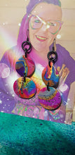 Load image into Gallery viewer, Marbled magic glitter handmade earrings polymer clay
