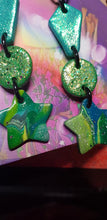 Load image into Gallery viewer, Lucky stars glitter handmade earrings polymer clay
