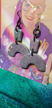 Load image into Gallery viewer, SALE $10!!!! Silver glam glitter handmade earrings polymer clay
