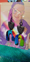 Load image into Gallery viewer, Oriental night glitter handmade earrings polymer clay
