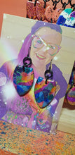 Load image into Gallery viewer, Shimmering rainbow glitter handmade earrings polymer clay
