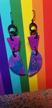 Load image into Gallery viewer, Crescent moon glitter handmade earrings polymer clay
